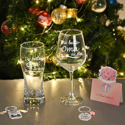 Joymaking Weinglas und Bierglas Set, Beste Oma und Opa Geschenke