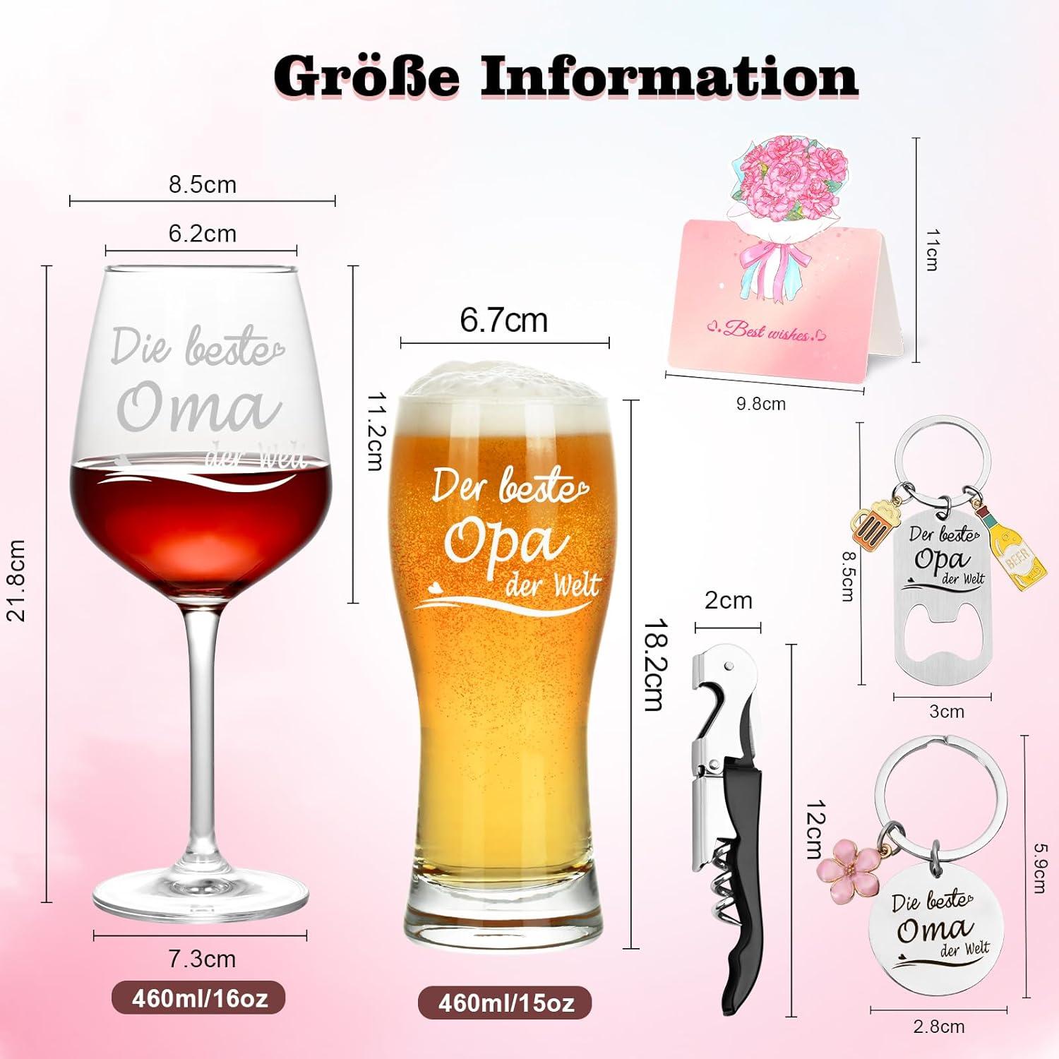 Weinglas und Bierglas Set für Oma und Opa - Geschenke zum