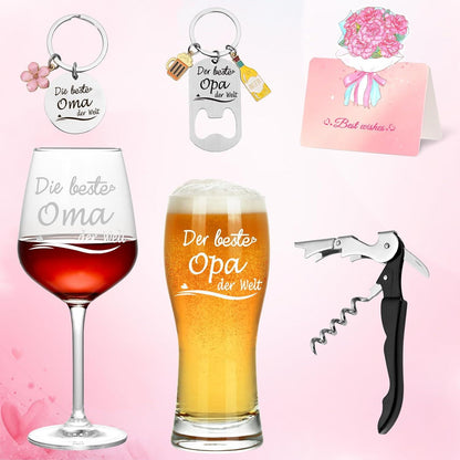 Joymaking Weinglas und Bierglas Set, Beste Oma und Opa Geschenke