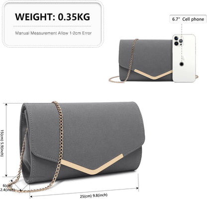 Miss Lulu Damen Umschlag Abendtasche mit Kette für Hochzeit und Party