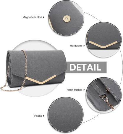 Damen Umschlag Clutch Abendtasche Elegant mit Kette für Hochzeit Party