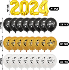 VIKY® 2024 Abschluss Deko Luftballons Schwarz Gold, 25 Stück