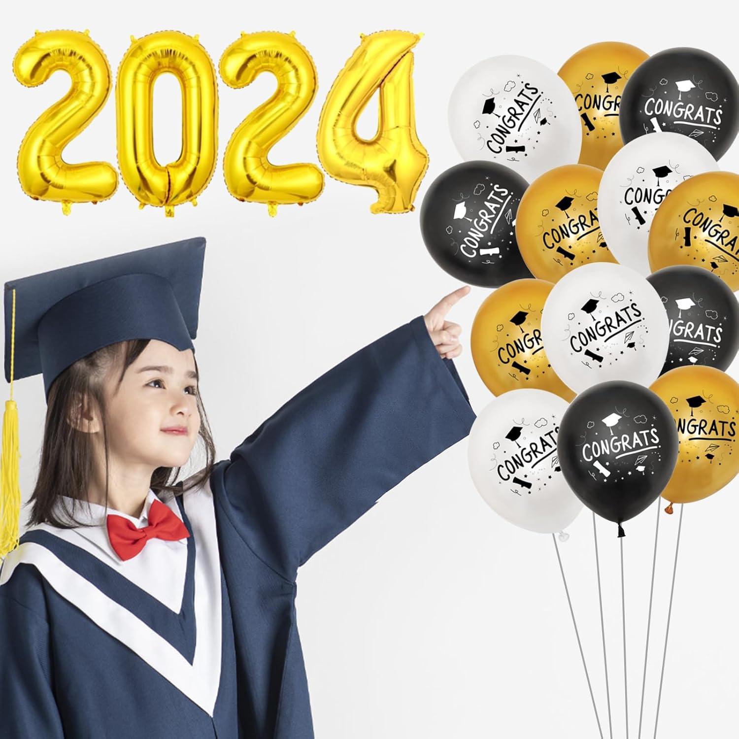 Graduation Deko Luftballons 25 Stück Schwarz Gold Abschlussfeier Ballons