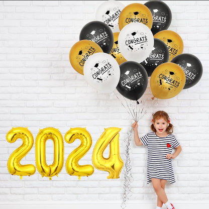 Graduation Deko Luftballons 25 Stück Schwarz Gold Abschlussfeier Ballons