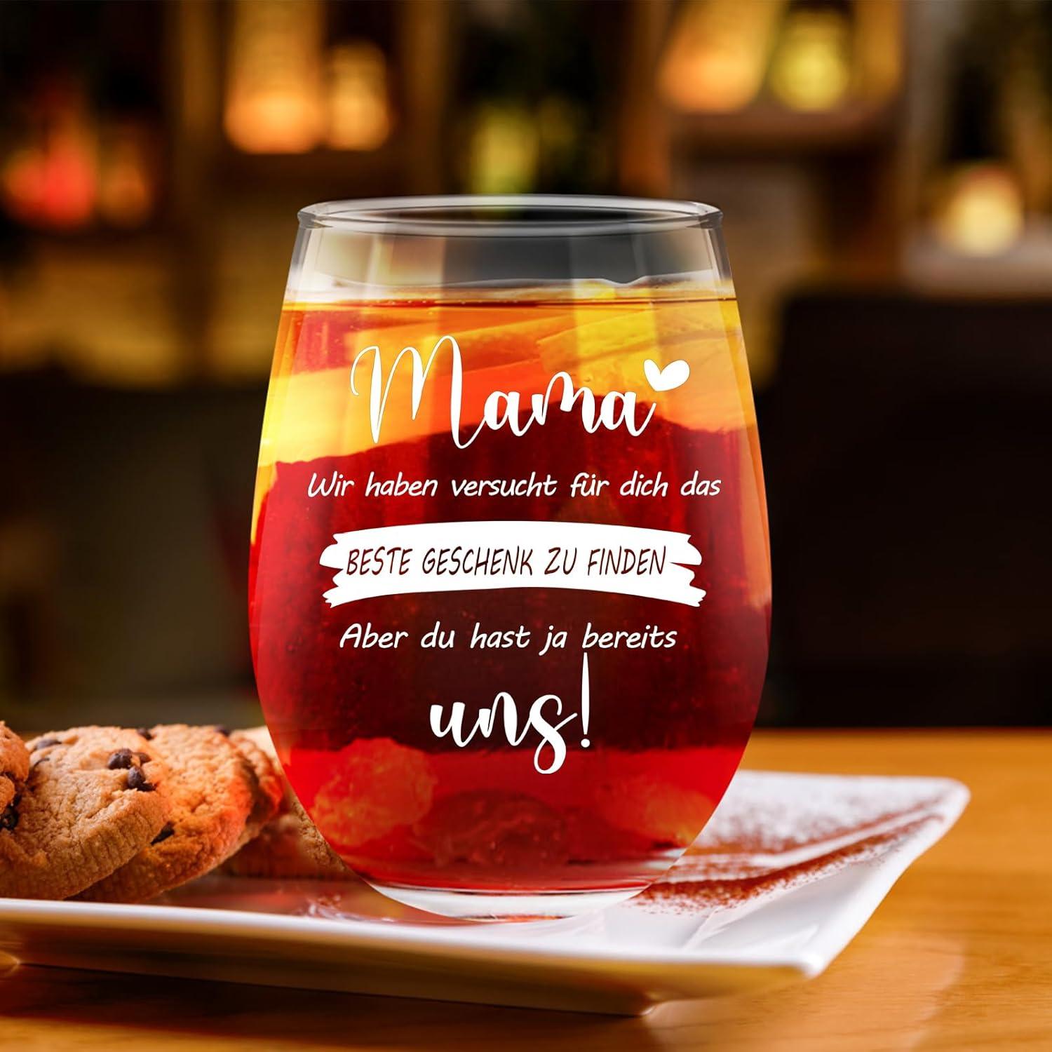 Personalisiertes Weinglas für Mutter 520ml - Mama Geschenk Weihnachten