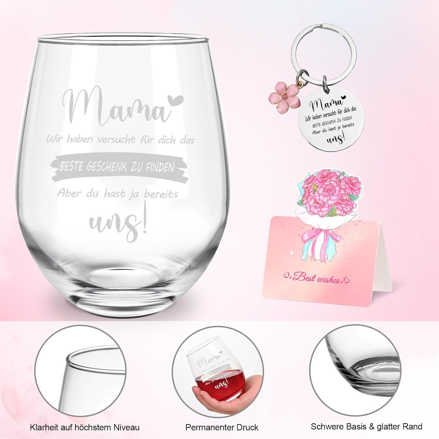 Weinglas Geschenk Mutter Personalisiert 520ml Transparent Bestes Mama