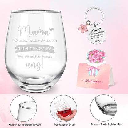 Weinglas Geschenk Mutter Personalisiert 520ml Transparent Bestes Mama