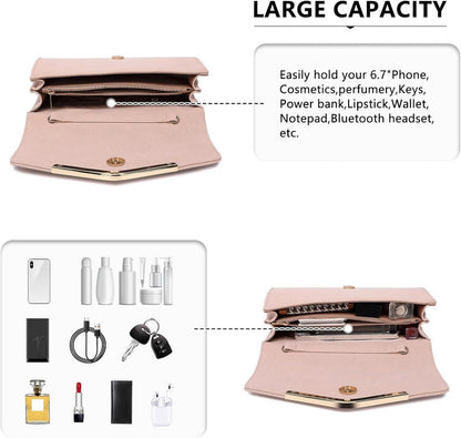 Damen Umschlag Clutch Elegant Abendtasche mit Kette für Hochzeit Party