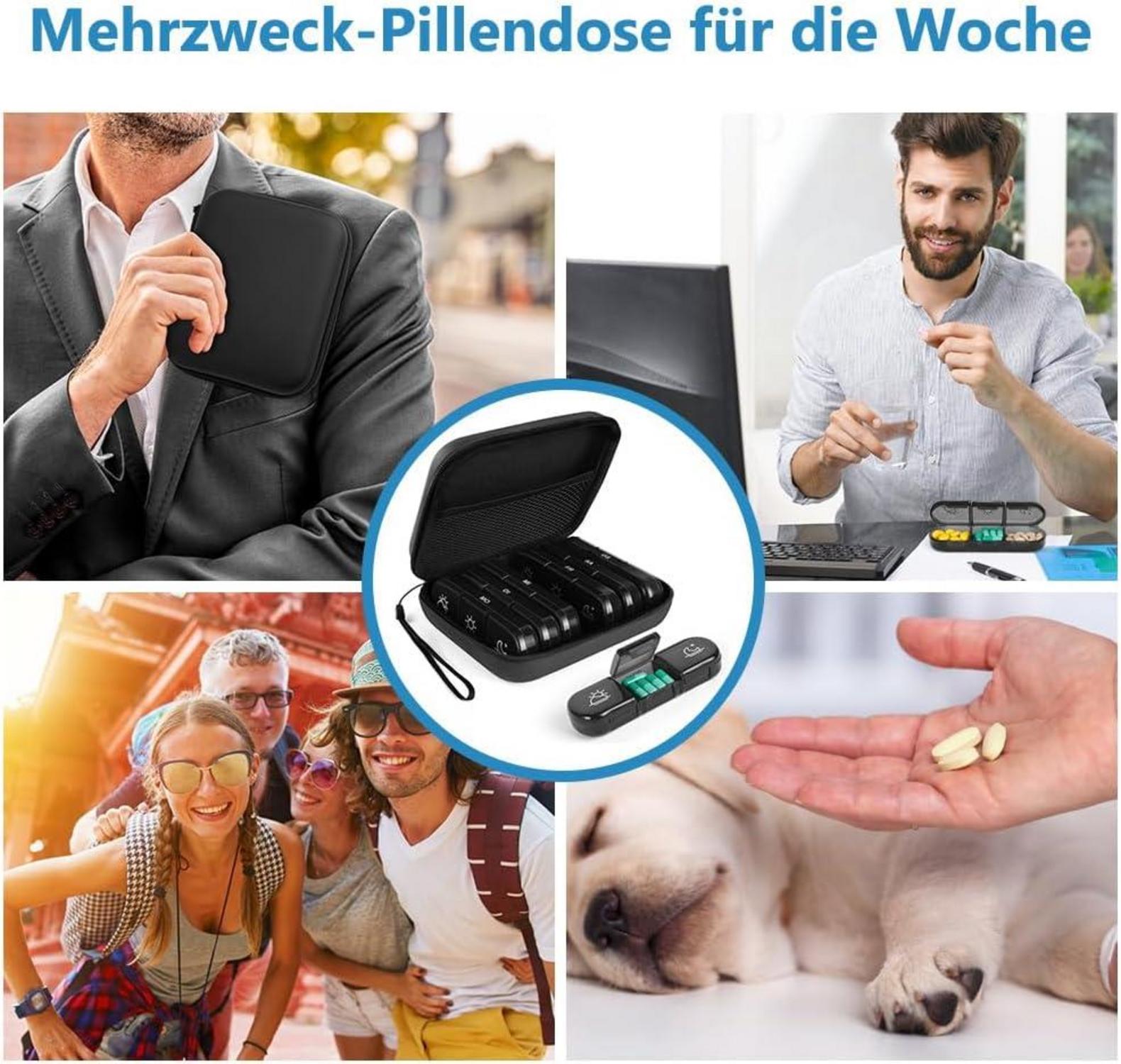 Tablettenbox 7 Tage Medikamentenbox BPA-frei 3 Fächer handlich