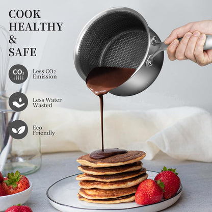 Edelstahl Töpfe Pfannenset 6-Teilig Antihaft Bratpfanne 24cm Stielkasserolle 2L