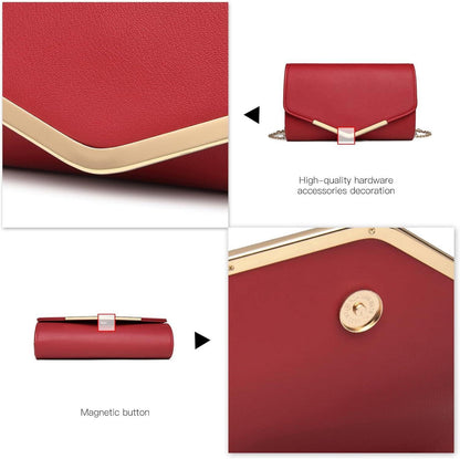 Elegante Miss Lulu Umschlag-Clutch mit Kette für Anlässe