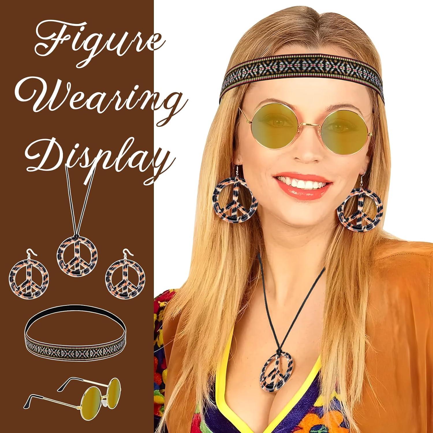 Hippie Fransenweste Sonnenbrille 70er Jahre Damen Outfit XXL