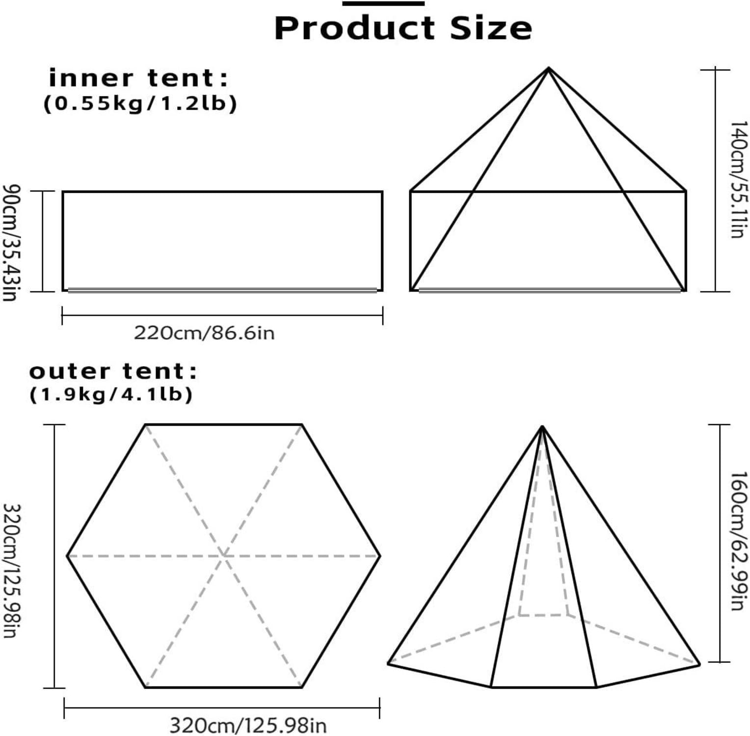 Tipi Zelt 1 Person Mosquito Netting Camping Outdoor Trekking