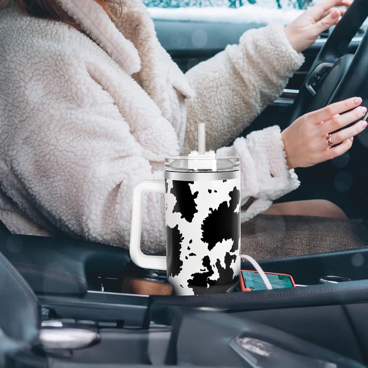 Thermobecher mit Strohhalm und Henkel 1,2L Auslaufsicher Edelstahl