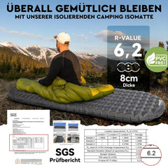Ultraleichte Camping Isomatte 8cm Dicke 4 Jahreszeiten 187cm