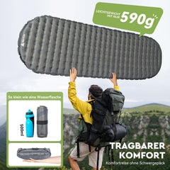 Isomatte Camping Ultraleicht 8cm Aufblasbar 4 Jahreszeiten Grau 187cm