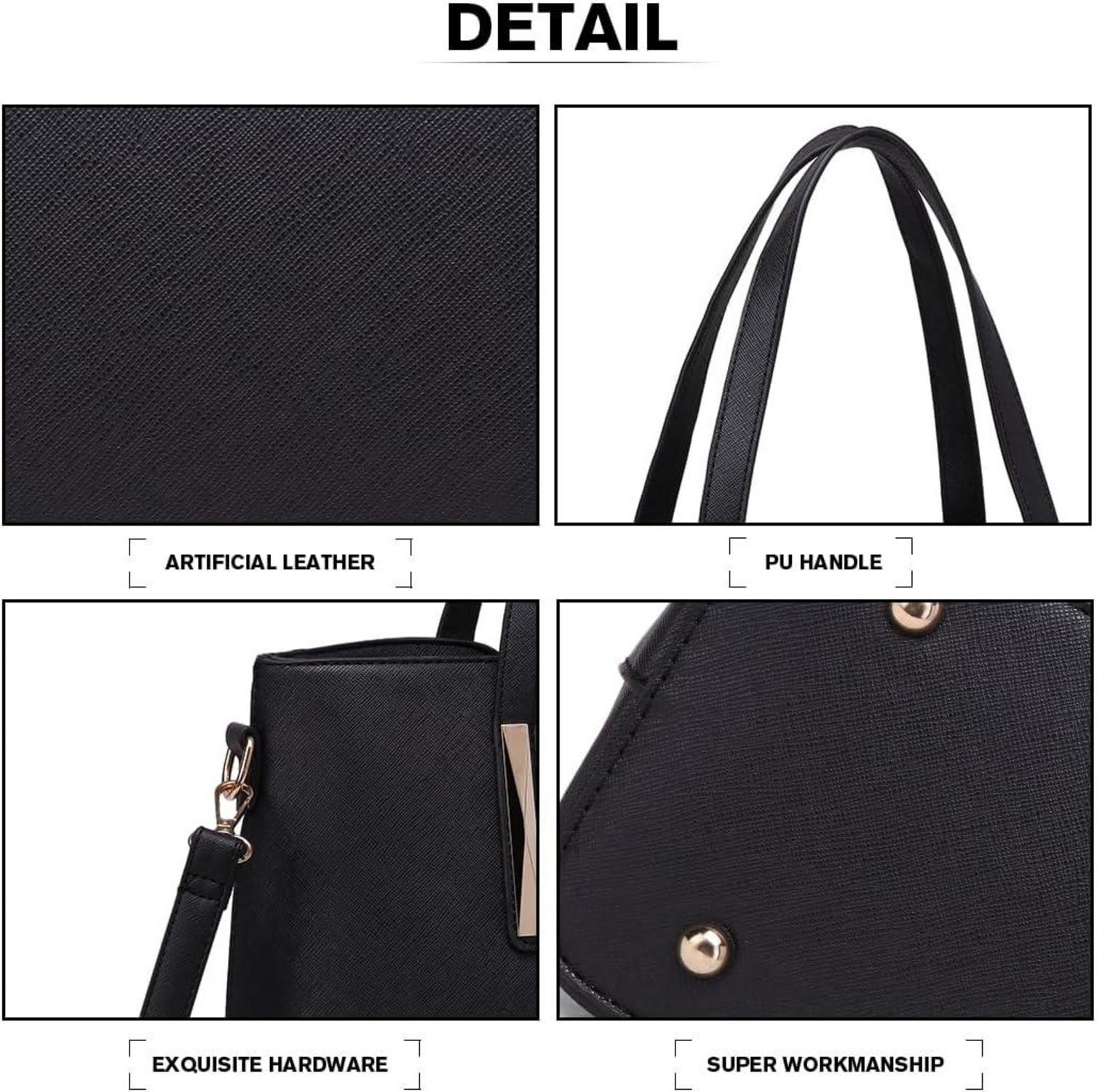 Moderne Miss Lulu Damen Handtasche Set Schwarz PU Leder