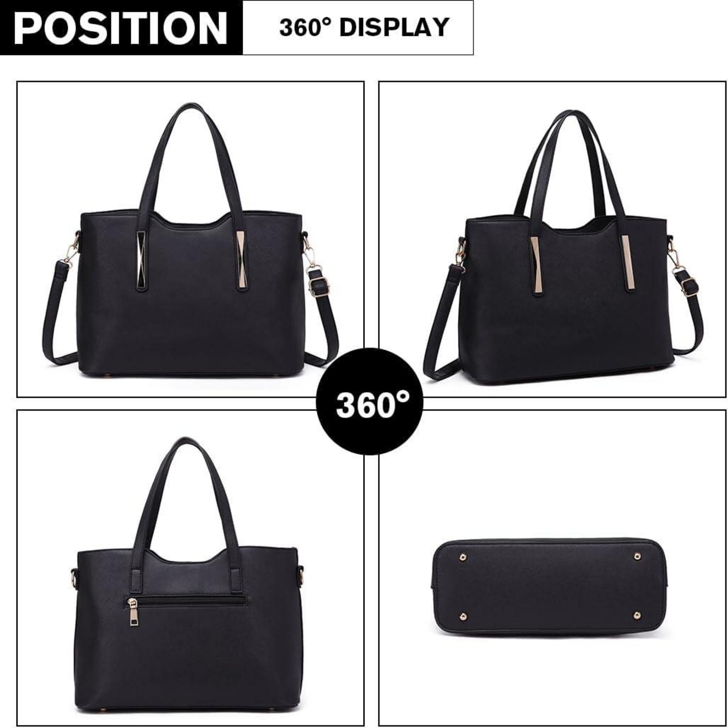 Damen Handtasche Schultertasche Mittelgroß 2-teiliges Set PU-Leder