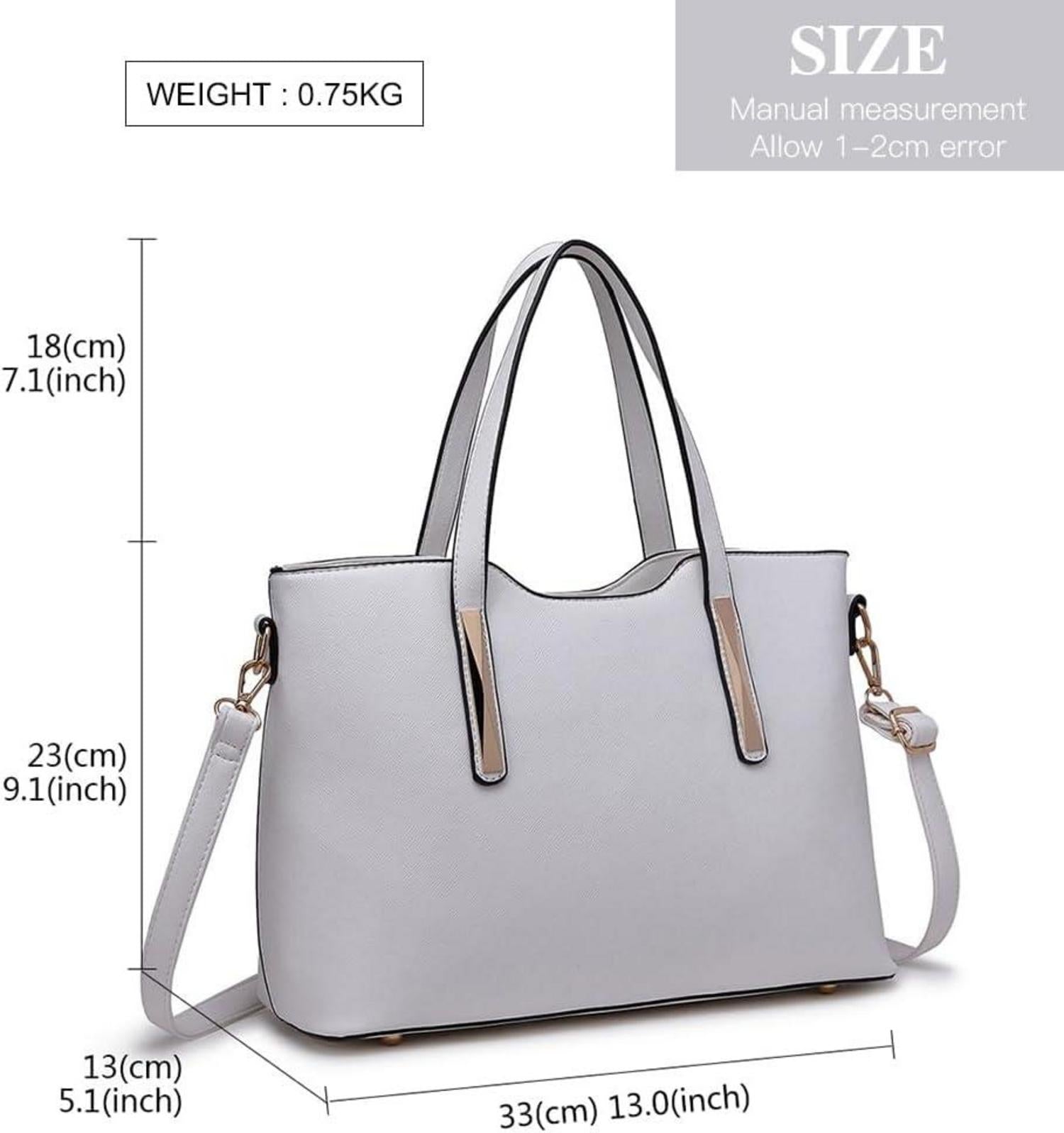 Miss Lulu Damen Handtasche Shopper Schultertaschen-Set Grau