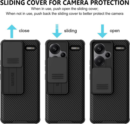 Schwarze AROYI Xiaomi Redmi Note 13 Pro+ 5G Slide Camera Handyhülle
