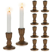 Holz Kerzenständer 10er Set Dunkelbraun Vintage für Stabkerzen