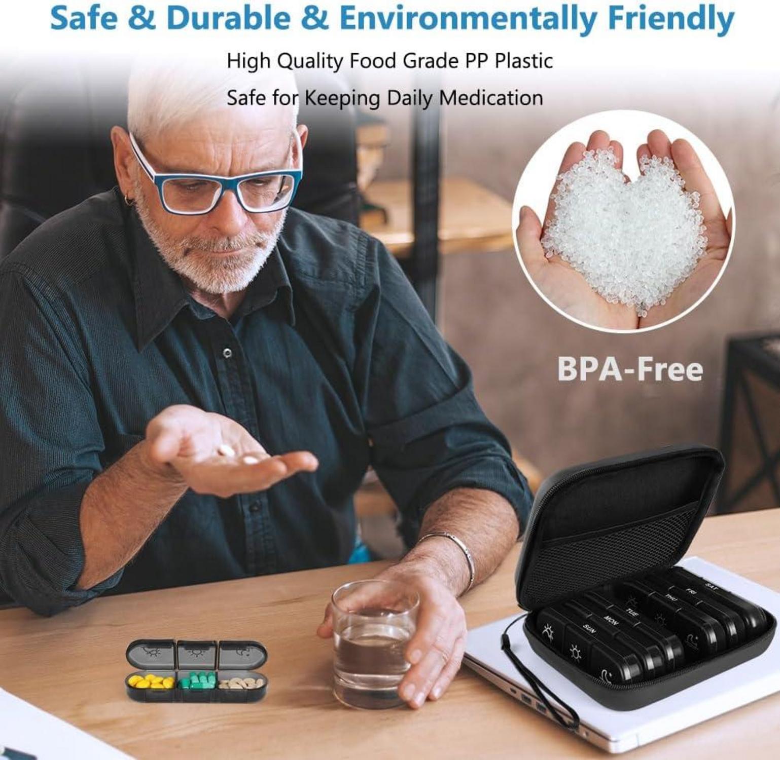 Tablettenbox 7 Tage Morgens Abends Medikamentenbox Pillendose 3 Fächer