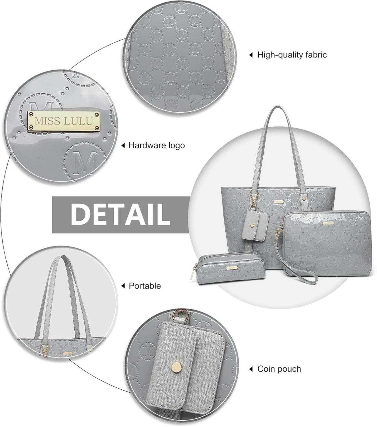 Miss Lulu Damen Handtasche Mittelgroß 3-teiliges Set PU-Leder