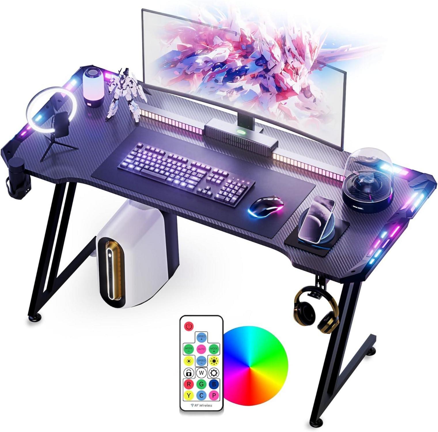 Gaming Tisch mit LED-Leuchten und 384 Farbmodi