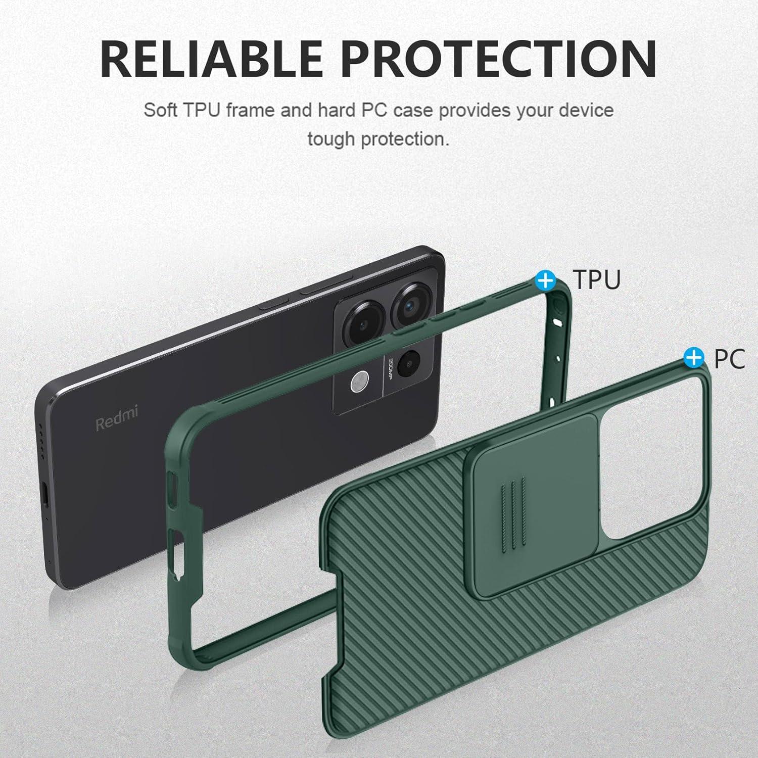 Xiaomi Redmi Note 13 Pro 5G Hülle Slide Camera Kameraschutz Grün