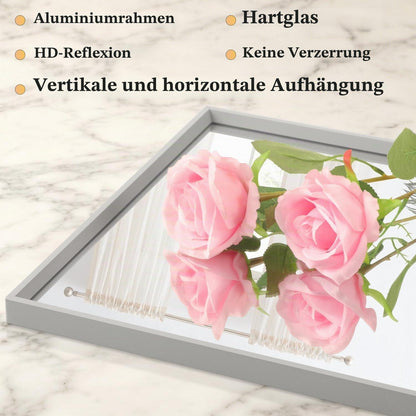 Moderner Wandspiegel 65x45cm mit Metallrahmen – Grau