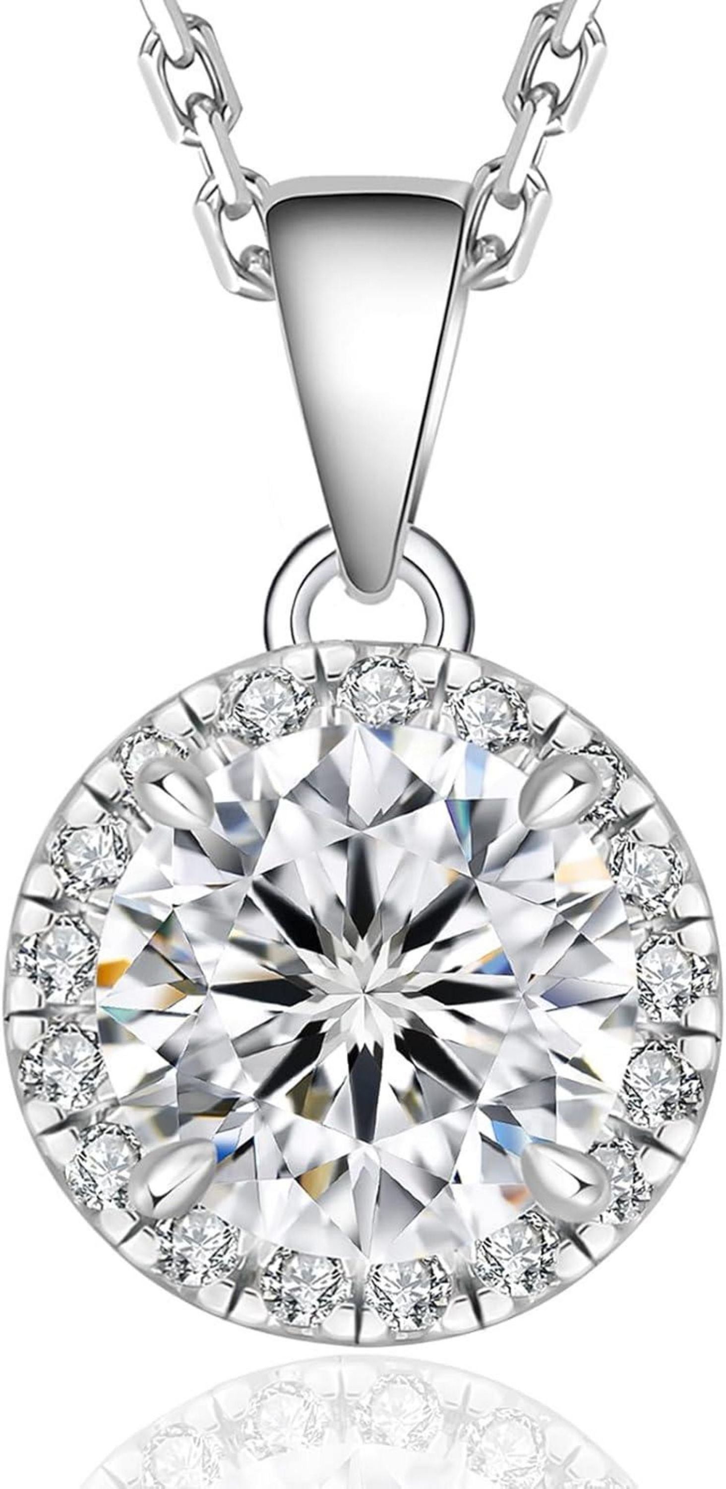 Moissanite Anhänger Kette Silber 925 Damen VVS1 D VVS1