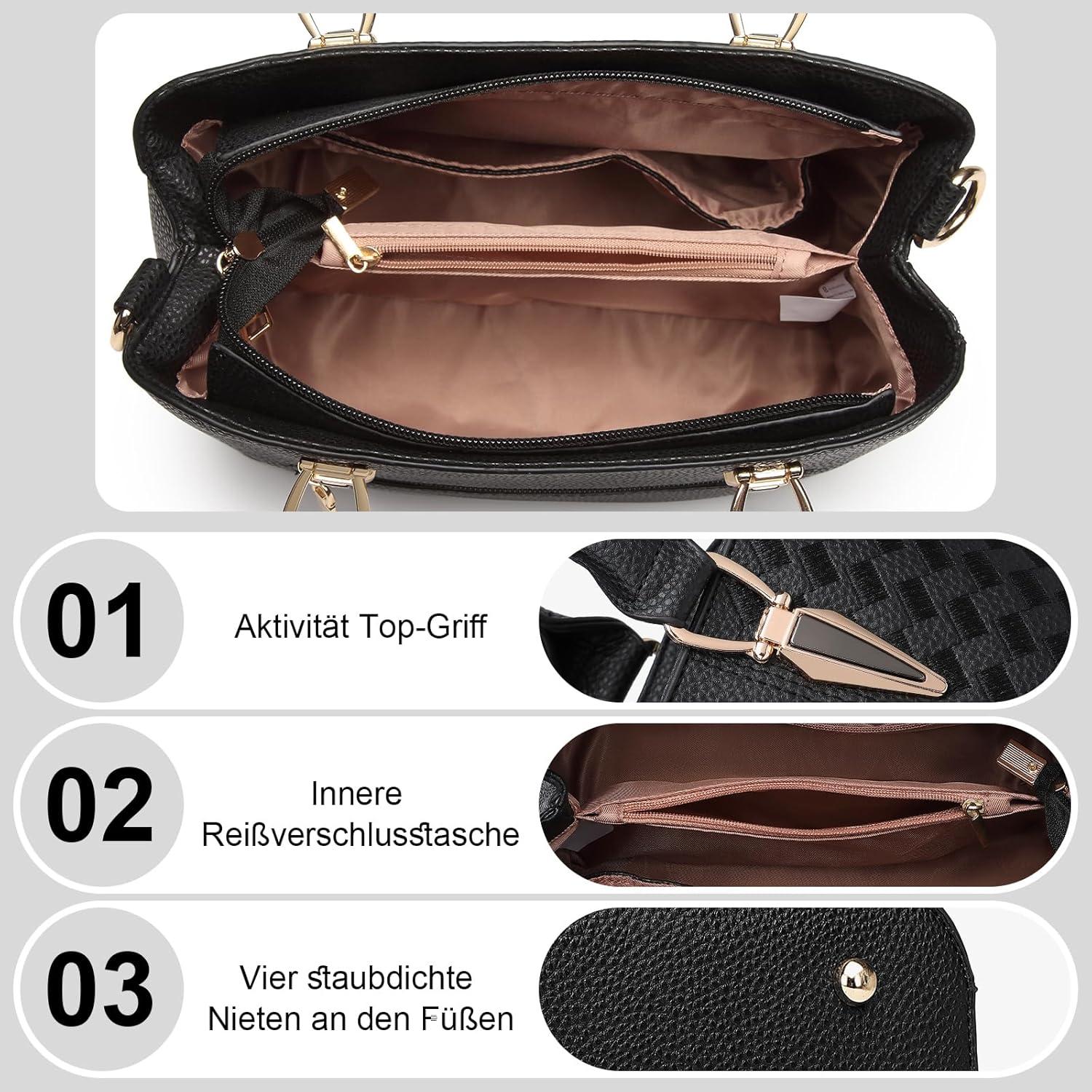 Damenhandtasche PU-Leder Vintage Miss Lulu Logo 27x14x19cm