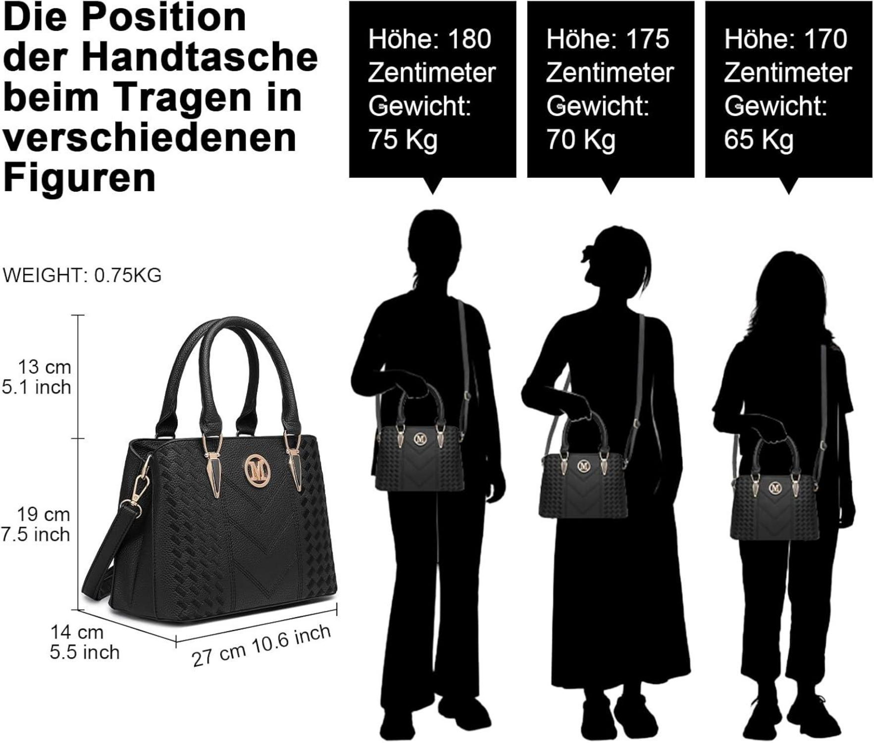 Miss Lulu Damen PU Leder Handtasche Vintage Logo Elegante Schultertasche
