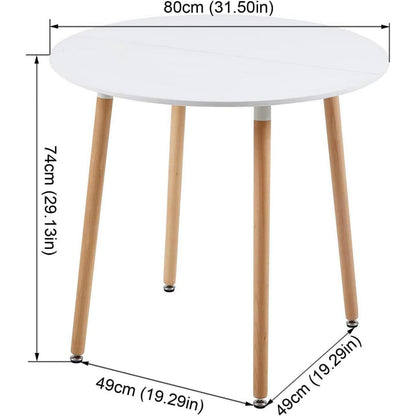 Essgruppen Set für 2 Personen – Runder Weißer Tisch + 2 Schwarz Buche Stühle