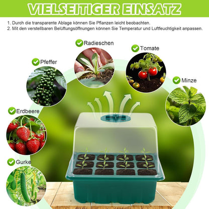 Anzucht Gewächshaus Pflanzkasten Wärmematte und Lampen 6stk
