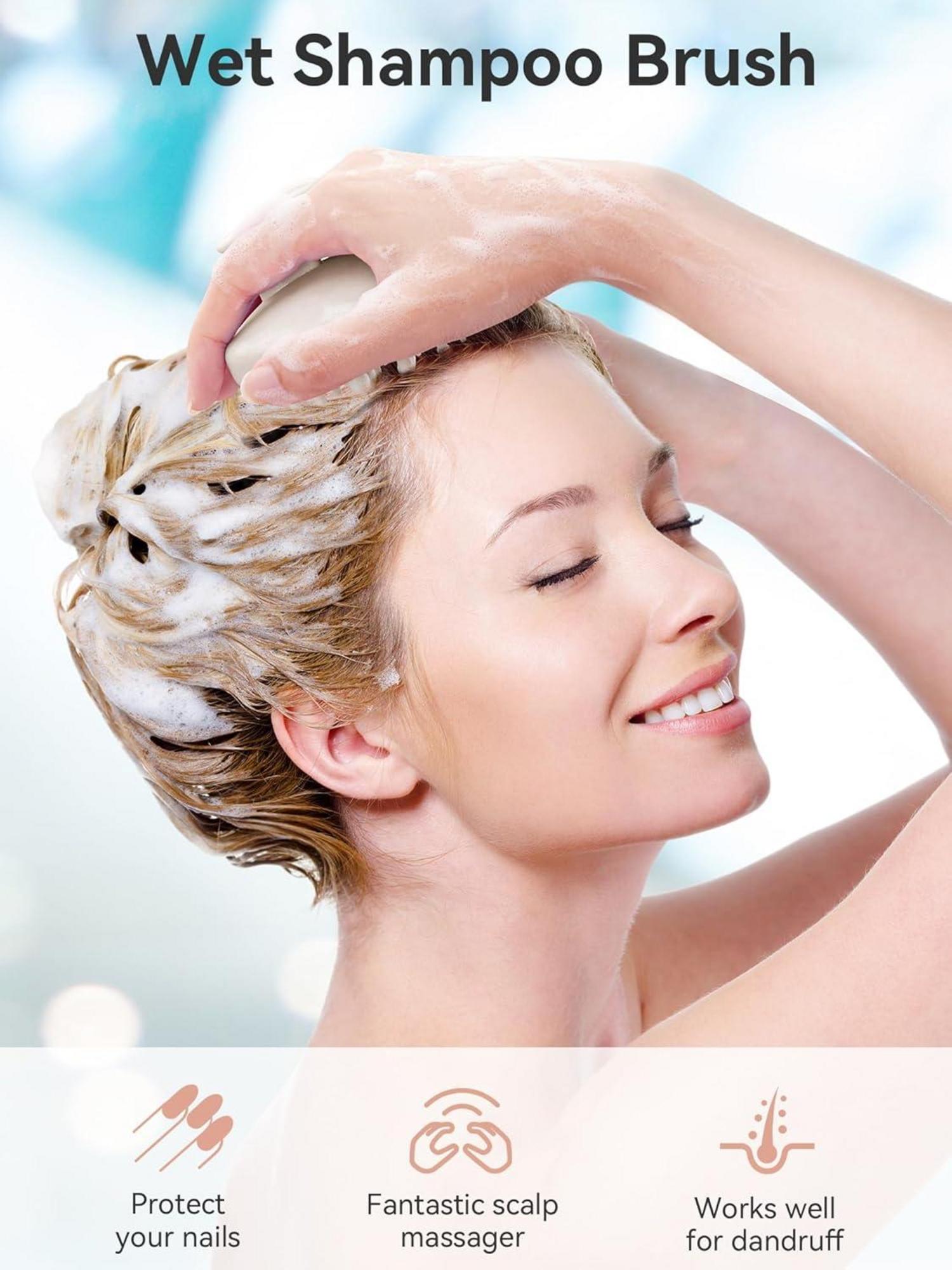 HEETA Kopfhaut Massagebürste Silikon Haar Shampoo-Bürste nass trocken