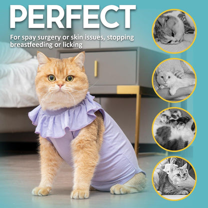 Katzenbody Erholungsanzug Kastration Spay Entwöhnung Suit für Katze S-Lilac