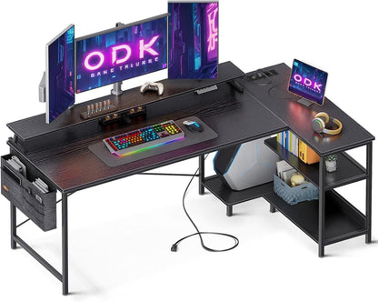 ODK Gaming Schreibtisch L Form USB-Ladeanschluss