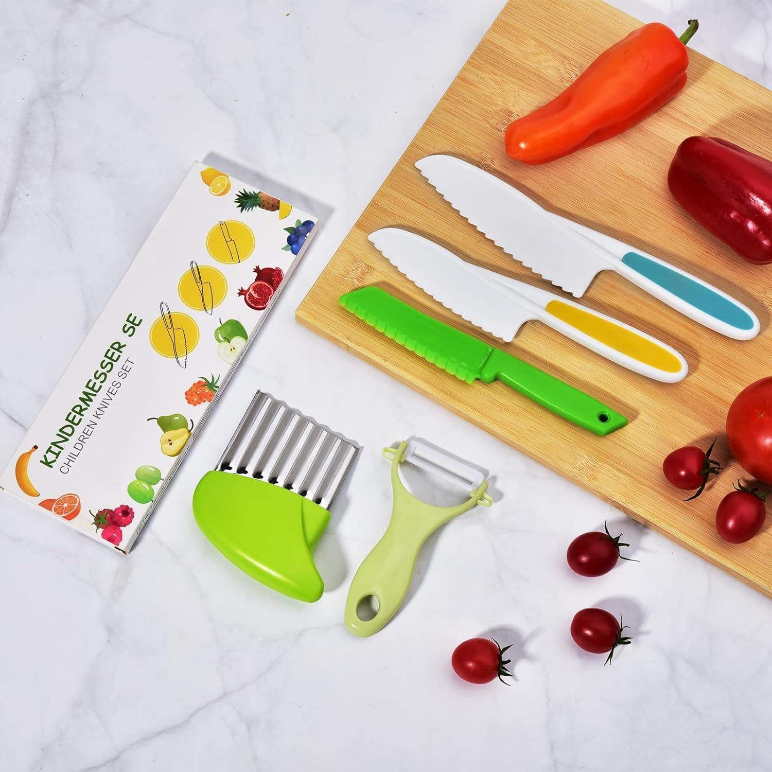 Kinder Sicherheitsmesser Set 5-teilig zum Schneiden von Obst und Gemüse