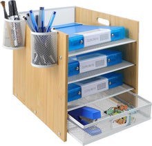 Briefablage Bambus Papierablage 4-Fach Organizer Mesh