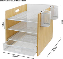 Briefablage 4-Fach Organizer Bambus Büro Papierablage Mesh