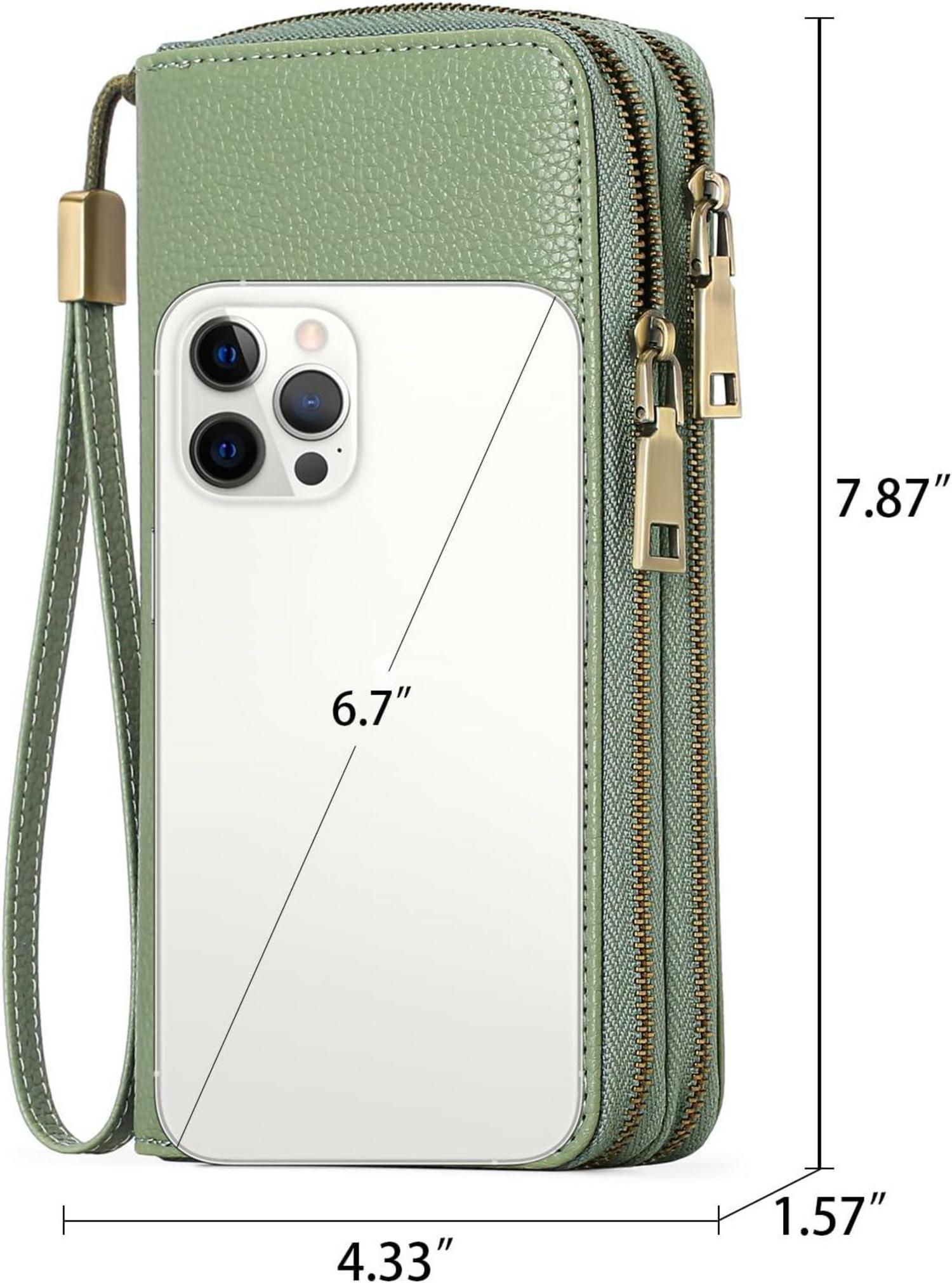 GAEKEAO Damen Geldbörse Veganes Leder Doppel Reißverschluss RFID Clutch