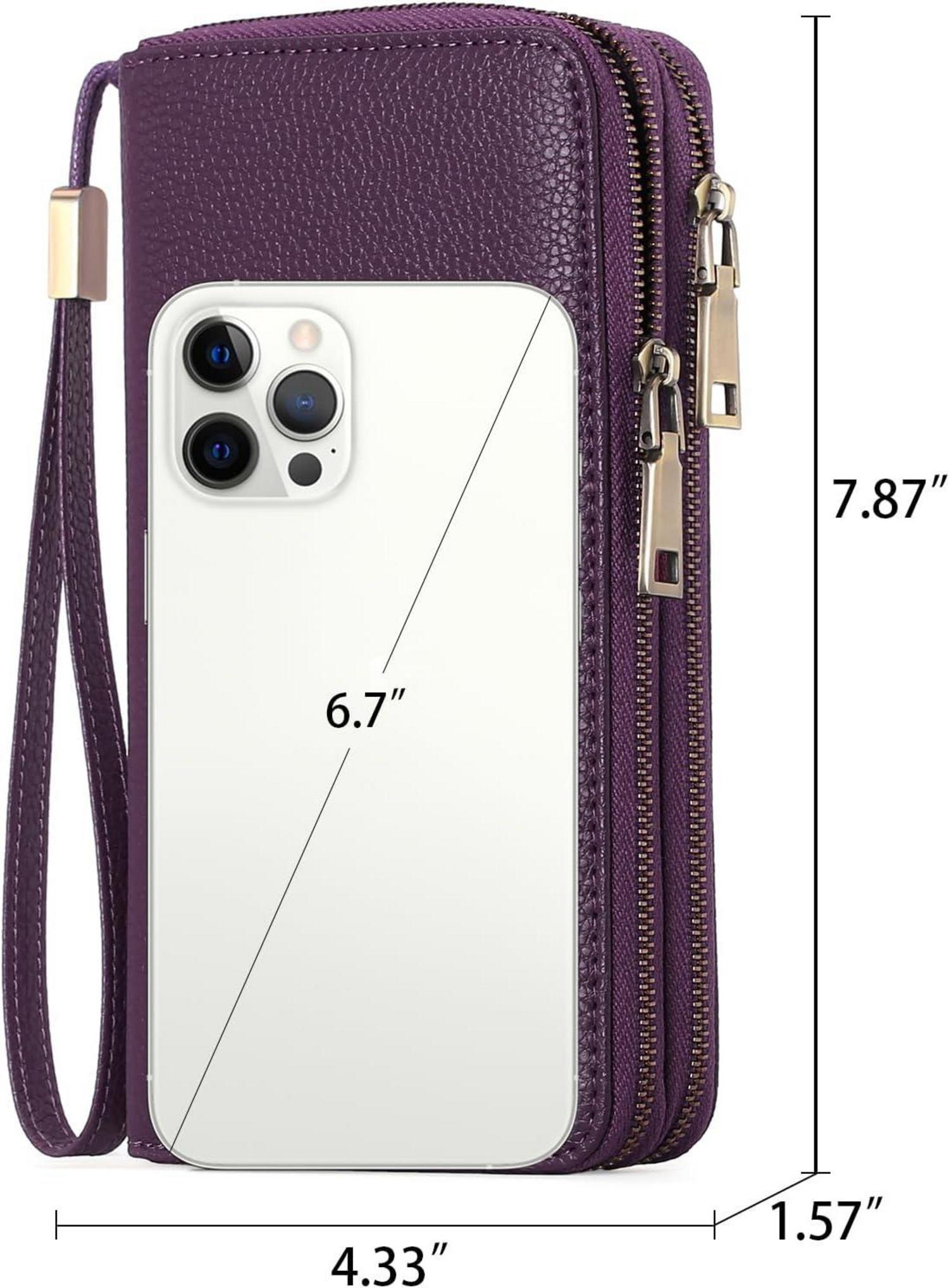 Damen Geldbörse RFID Veganes Leder Doppel Reißverschluss Clutch
