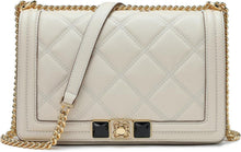 Schultertasche Damen Echtes Leder Verstellbare Metallkette Beige