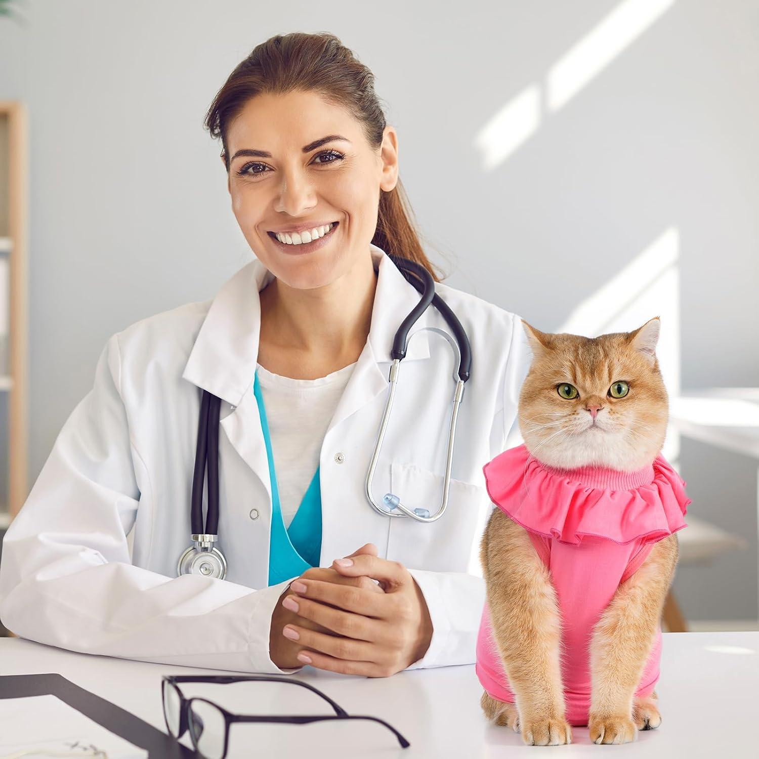 Katzenbody für Katze nach OP mit Leckschutz M-Rosepink