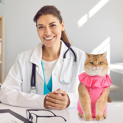 Katzenbody für Katze nach OP mit Leckschutz M-Rosepink