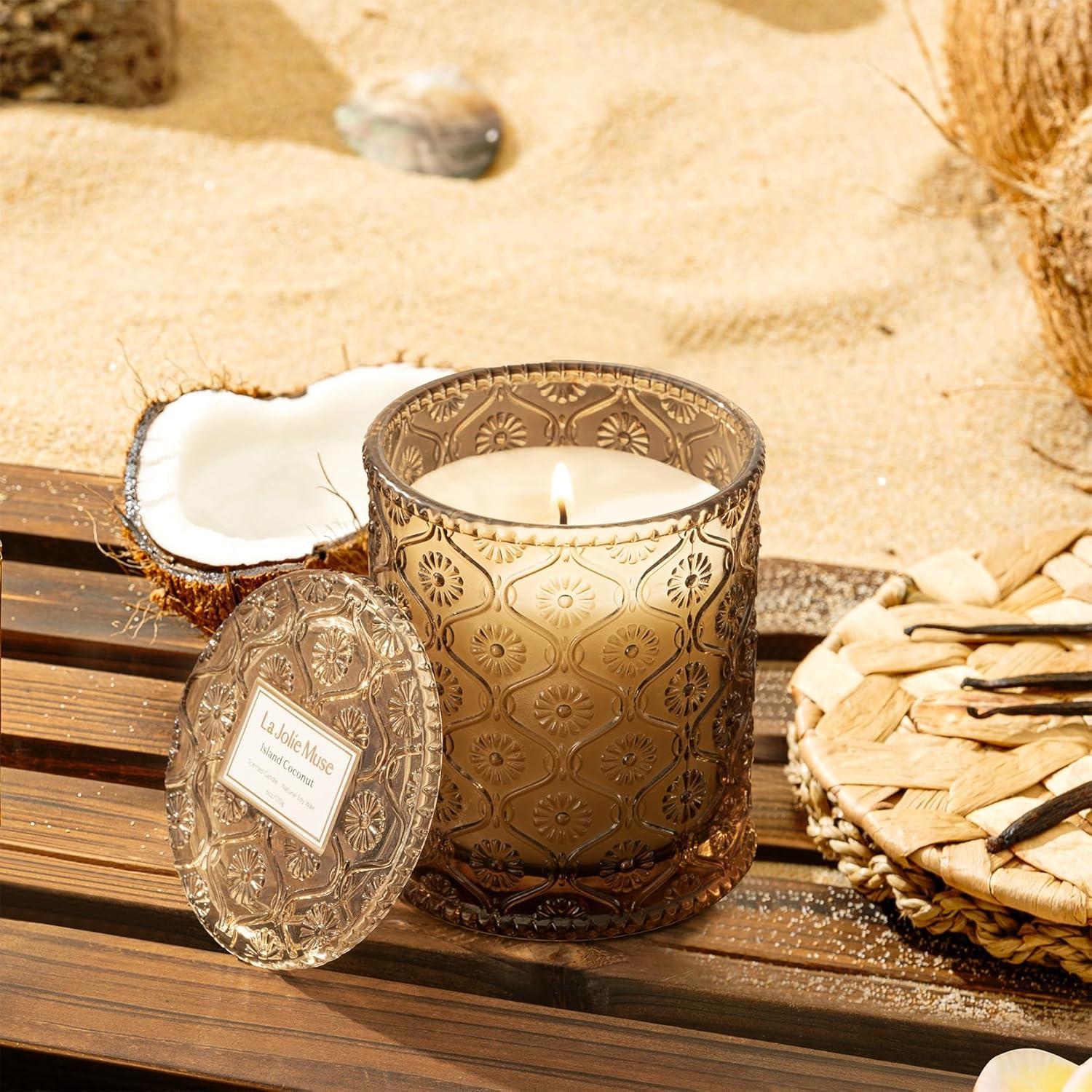Island Coconut Duftkerze 170g natürliche Sojawachs Kerze 40h-Wohlfühl-Aroma