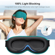 3D Schlafmaske für Seitenschläfer, Dunkles Cyan, 2 Paar Ohrstöpsel