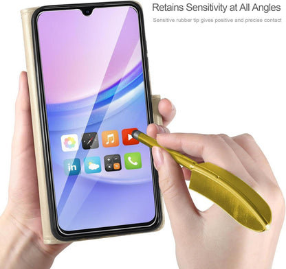 Samsung Galaxy A15 5G/4G Leder Wallet Hülle Schutzfolie Gold