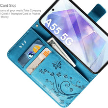 Samsung Galaxy A55 5G Leder Flip Wallet Hülle Blau